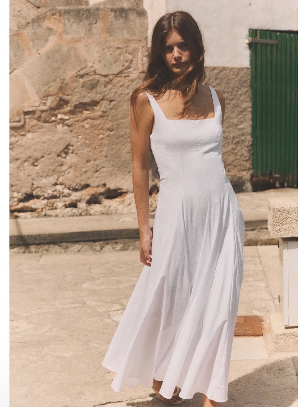 Zara POPLIN GODET MIDI DRESS - Picture 2 of 7